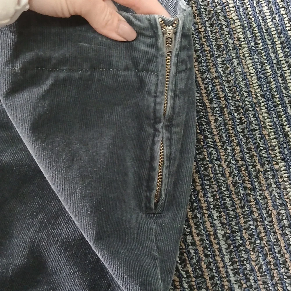 Talbots Heritage Corduroy Chino Pants Gray Flat Front Tapered Womens 4P petite - Picture 2 of 6